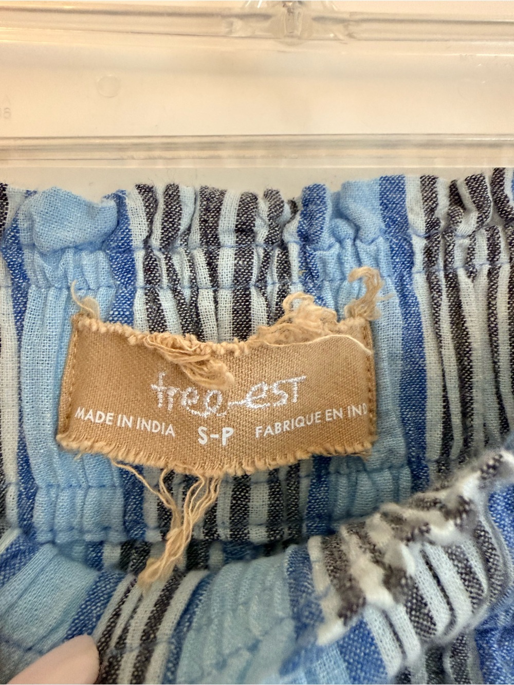 Striped Wide-Leg Linen Pant SET in Blue and White - Picture 7 of 7